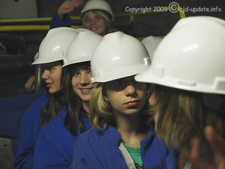 Erlebnisbergwerk Merkers Mädchen beim Einfahren © A. Bubrowski/CJD-UPDATE