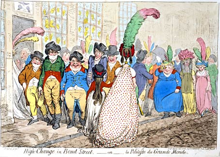 Eine Karikatur auf übertriebenes Einhalten der Etikette von James Gillray aus 1796. Nichtsdestrotrotz – ganz ohne Etikette geht es auch nicht. Abb. gemeinfrei