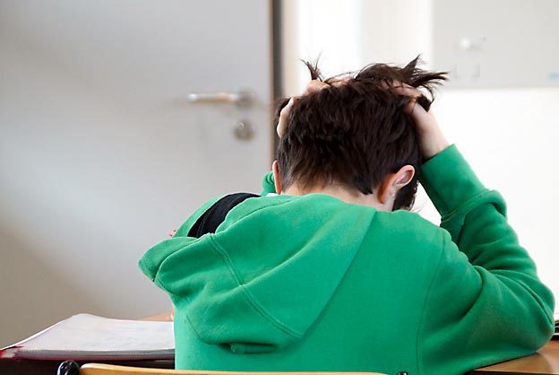 Schule kann manchmal zum Haare raufen sein. Na und? (gestellt) Bild: Lukas Daum/CJD Oberurff