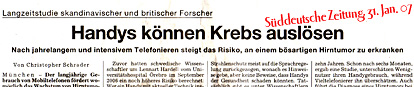 Handys kÃ�Â¶nnen Krebs auslÃ�Â¶sen